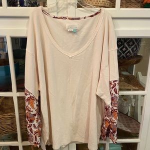 Anthropologie Annette Top EUC Size 1X Cream Floral